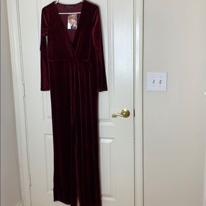 Red velvet jumpsuit
